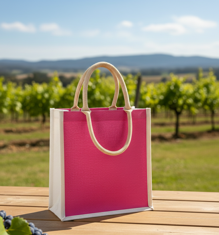 Handmakers  Natural Pink Jute Bags  Pack of  50  (14x12x5 inch)