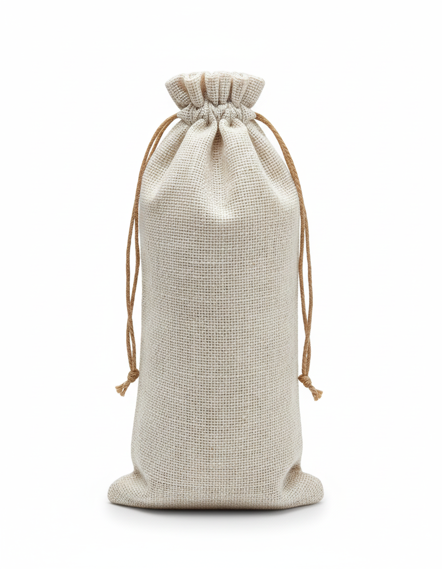 Handmakers Natural Jute Wine Bottle Bag with White Color