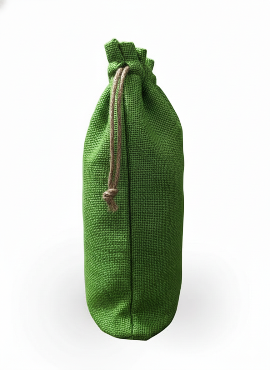 Handmakers Jute Wine Gift Bags with Green Color