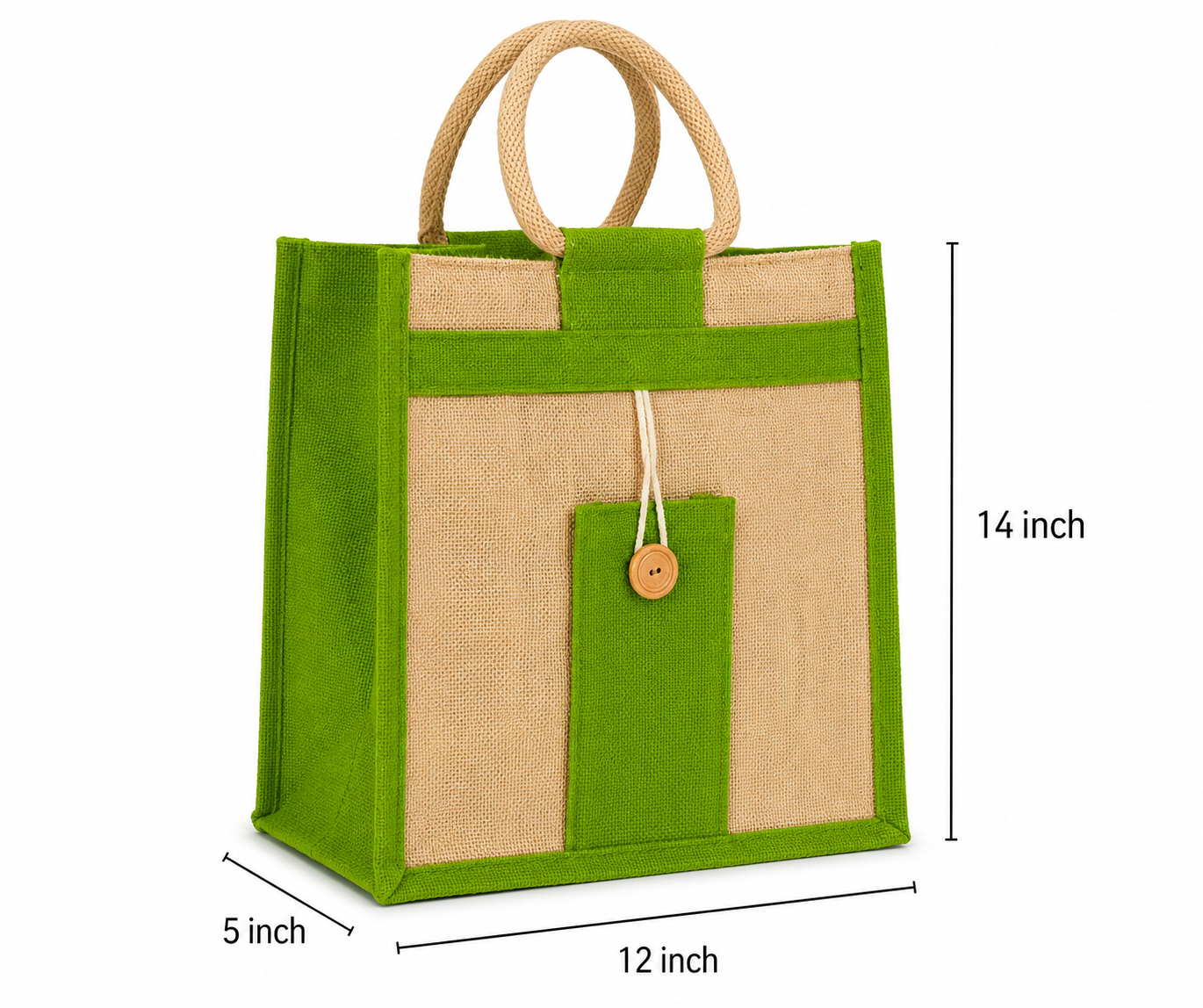 Mobile Pocket Green Jute Bags