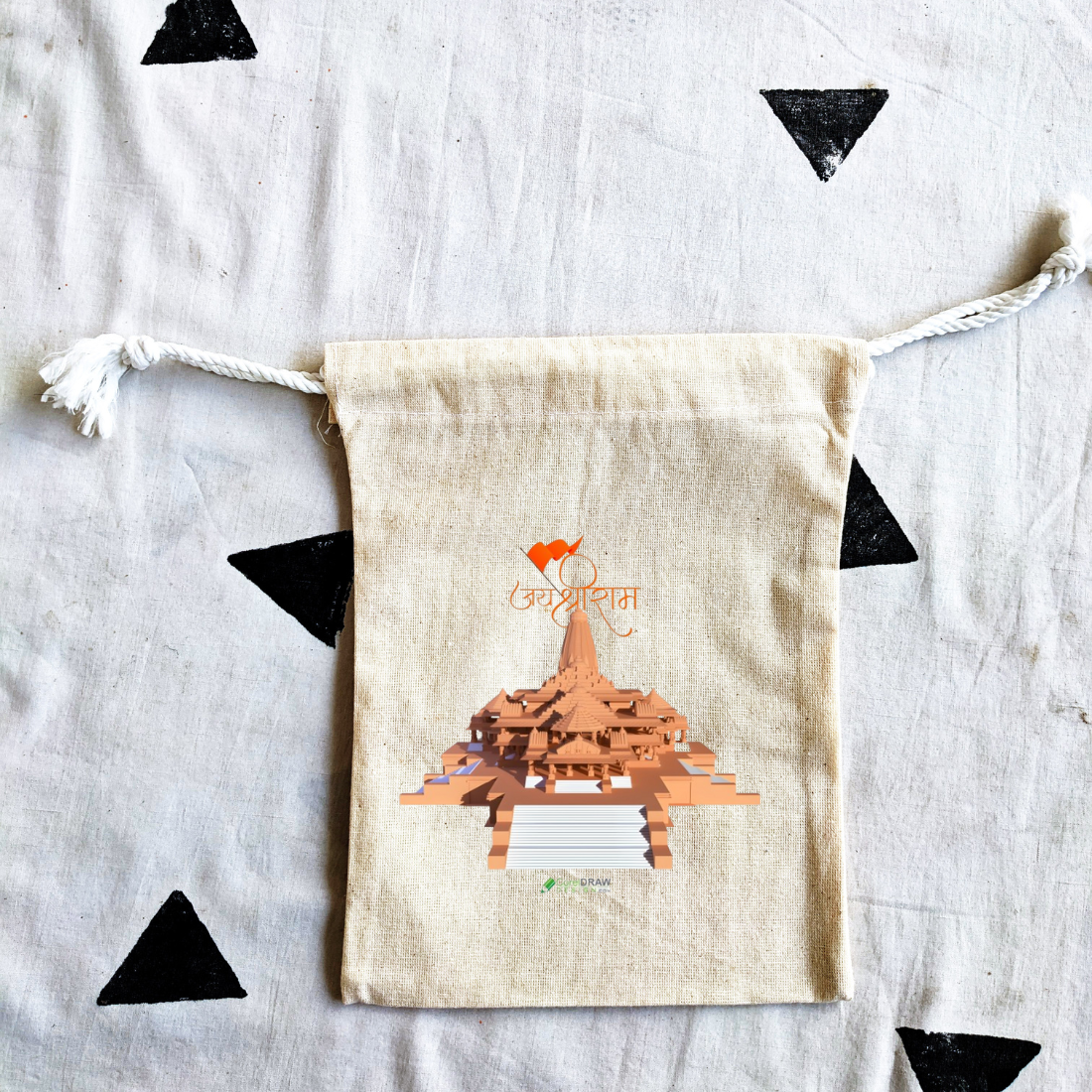 Handmakers Ayodhya Ram Mandir Cotton Potli Bag