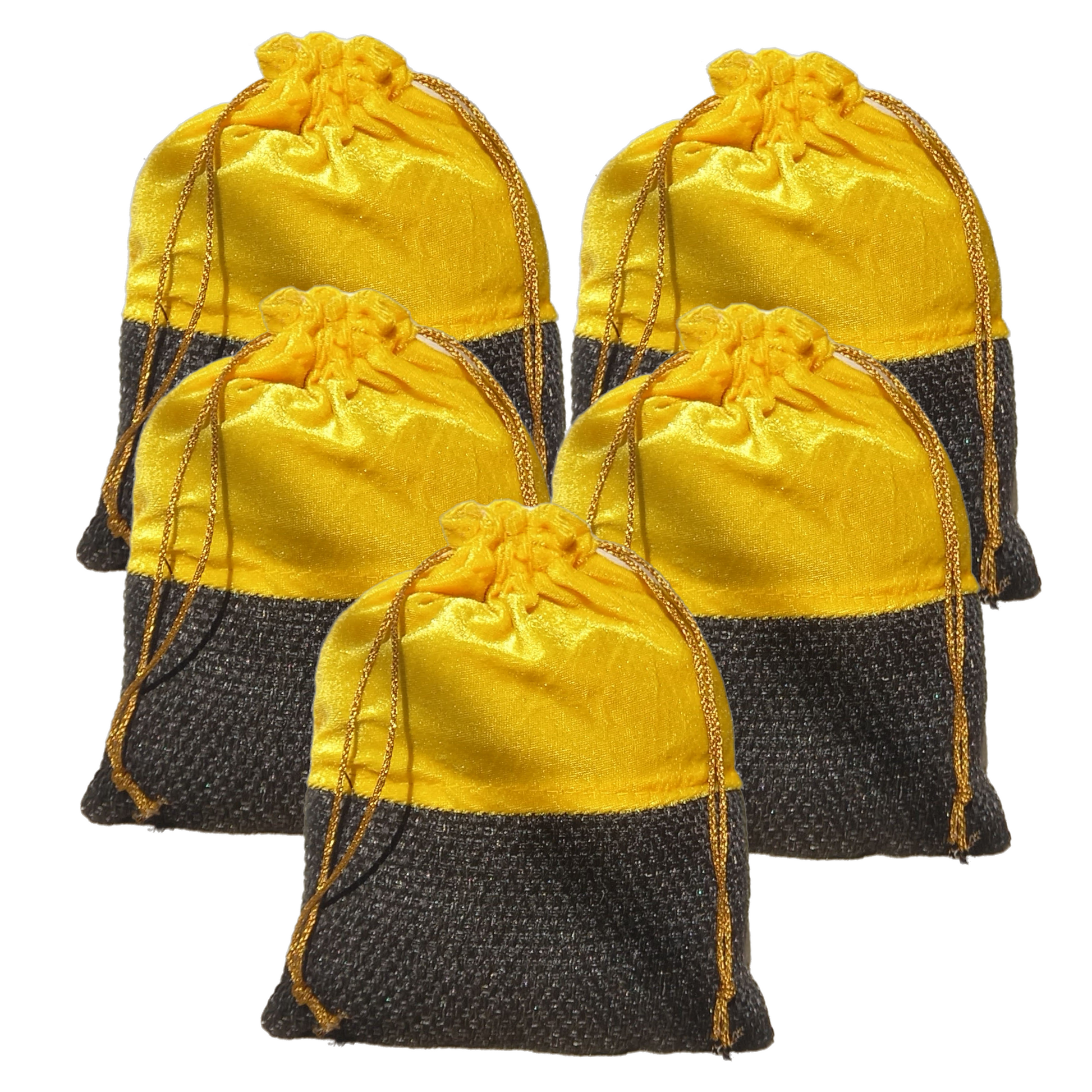 Handmakers Yellow Black Jute Potli Bag