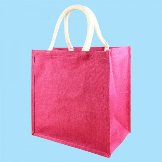 handmakers natural pink jute bag 12"X12", pack of 10