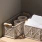 Handmakers Macramé Rectangular Storage Boxes with Handles – Set of 2 Grey | Handmade Cotton Rope Organizer Baskets for Shelves, Bedroom, Living Room, Nursery & Home Décor