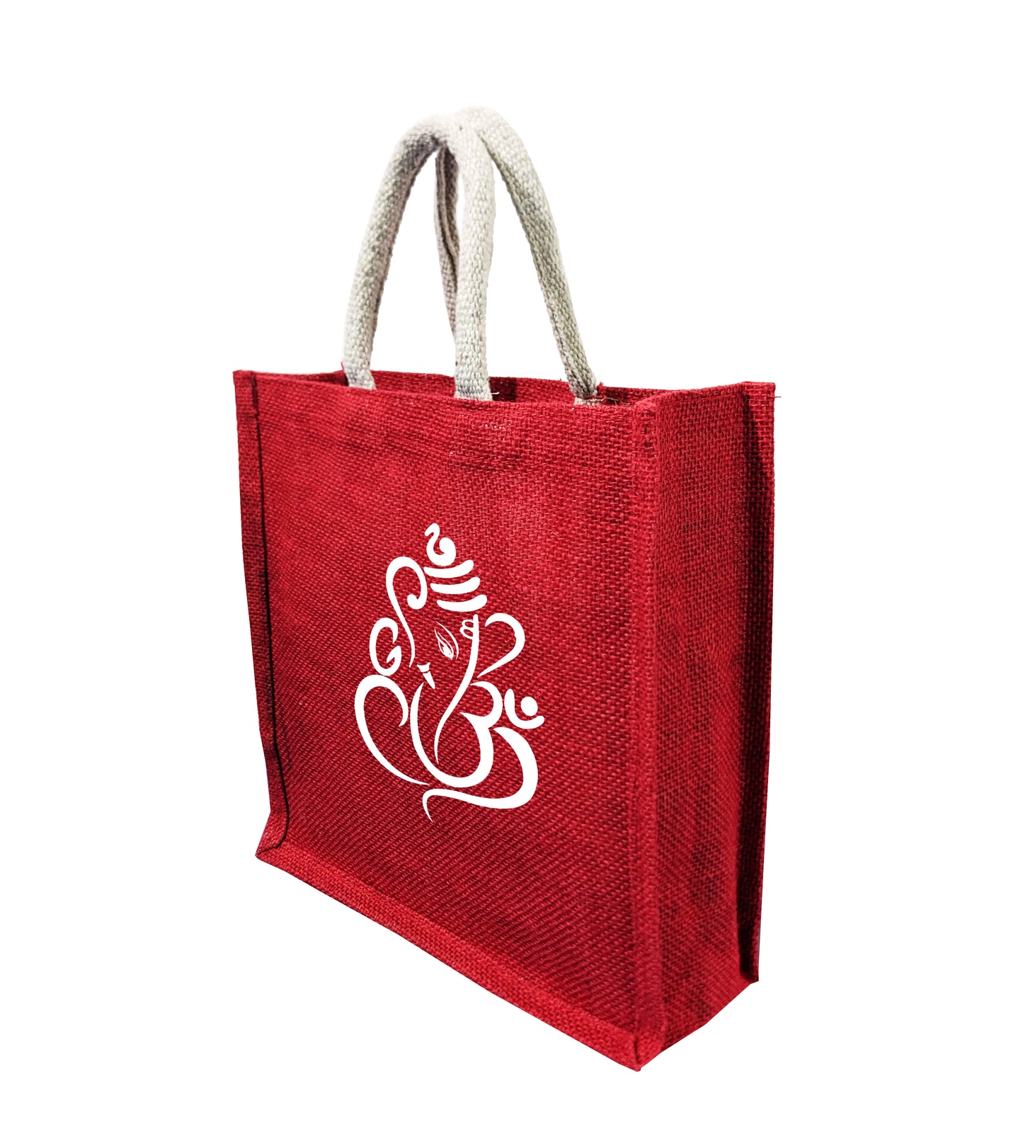 Handmakers Red Jute Ganesh Print Bag | Eco Return Gift Bags
