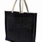 Pack of 6 Black Buralp Jute Tote Bag for Wedding Gift, Anniversary, Engagement