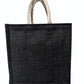 Pack of 6 Black Buralp Jute Tote Bag for Wedding Gift, Anniversary, Engagement