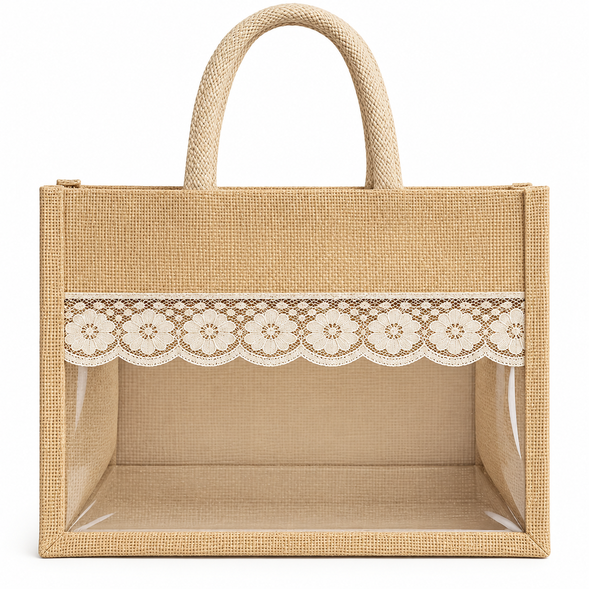 Premium Jute Gift Bag with Window & Lace | Handmakers
