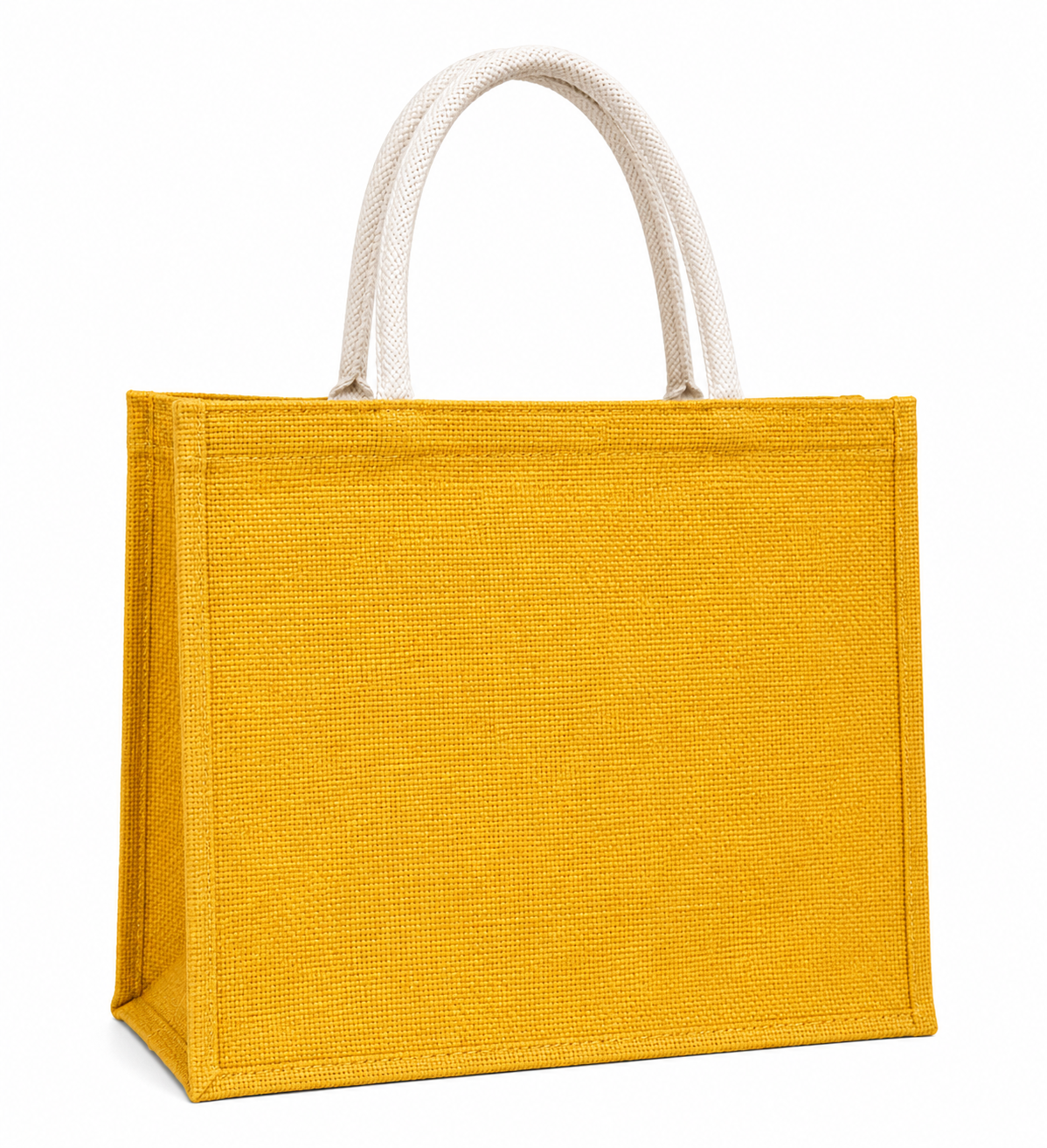 Handmakers Yellow Jute Gift Bags with Silver Lace – Eco-Friendly Reusable Tote for Return Gifts, Shopping & Daily Use – Pack of 10