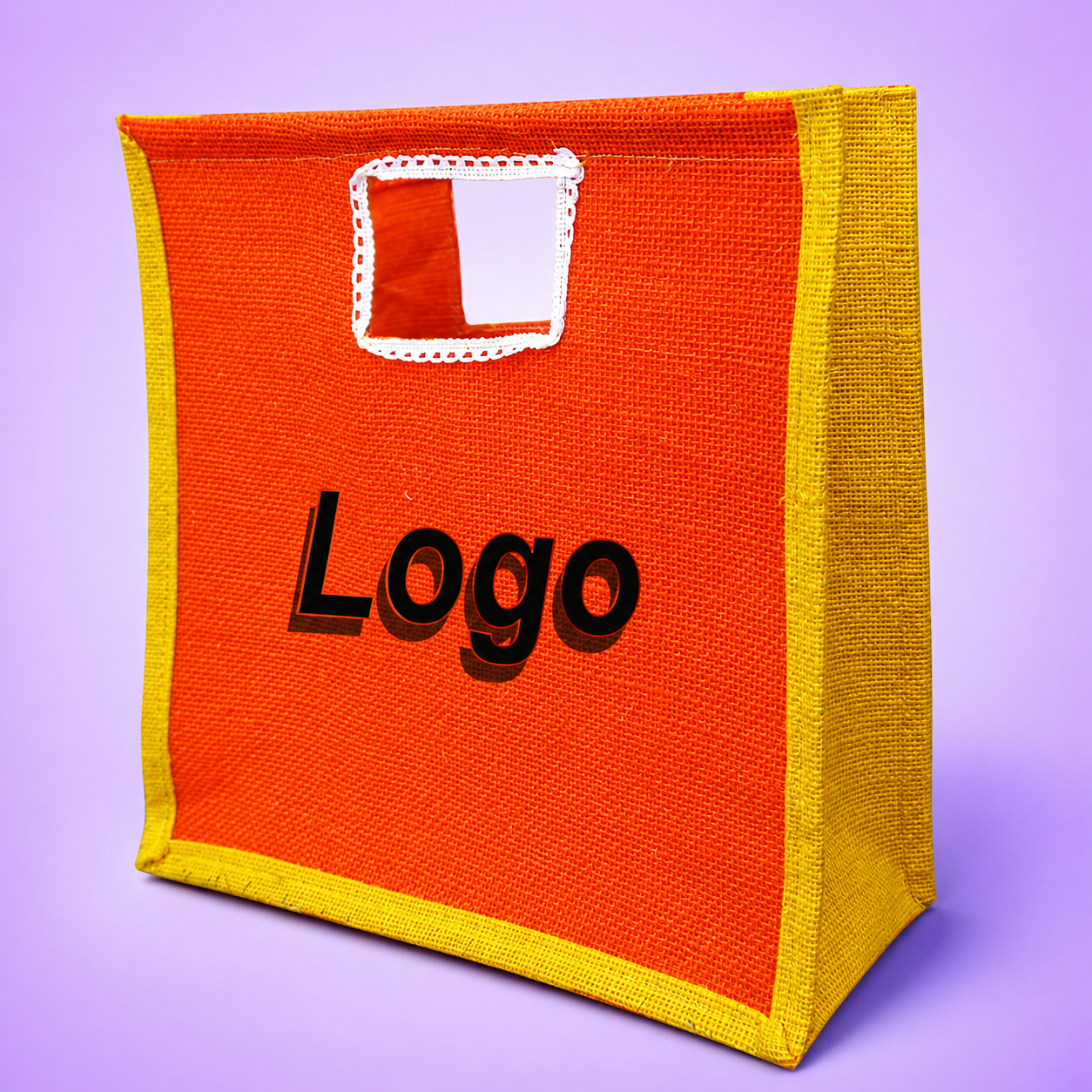 Handmakers Orange & Yellow Jute Return Gift Bag | Eco-Friendly Grocery, Vegetable, Storage Tote with Handle for Gifting, Shopping & Daily Use