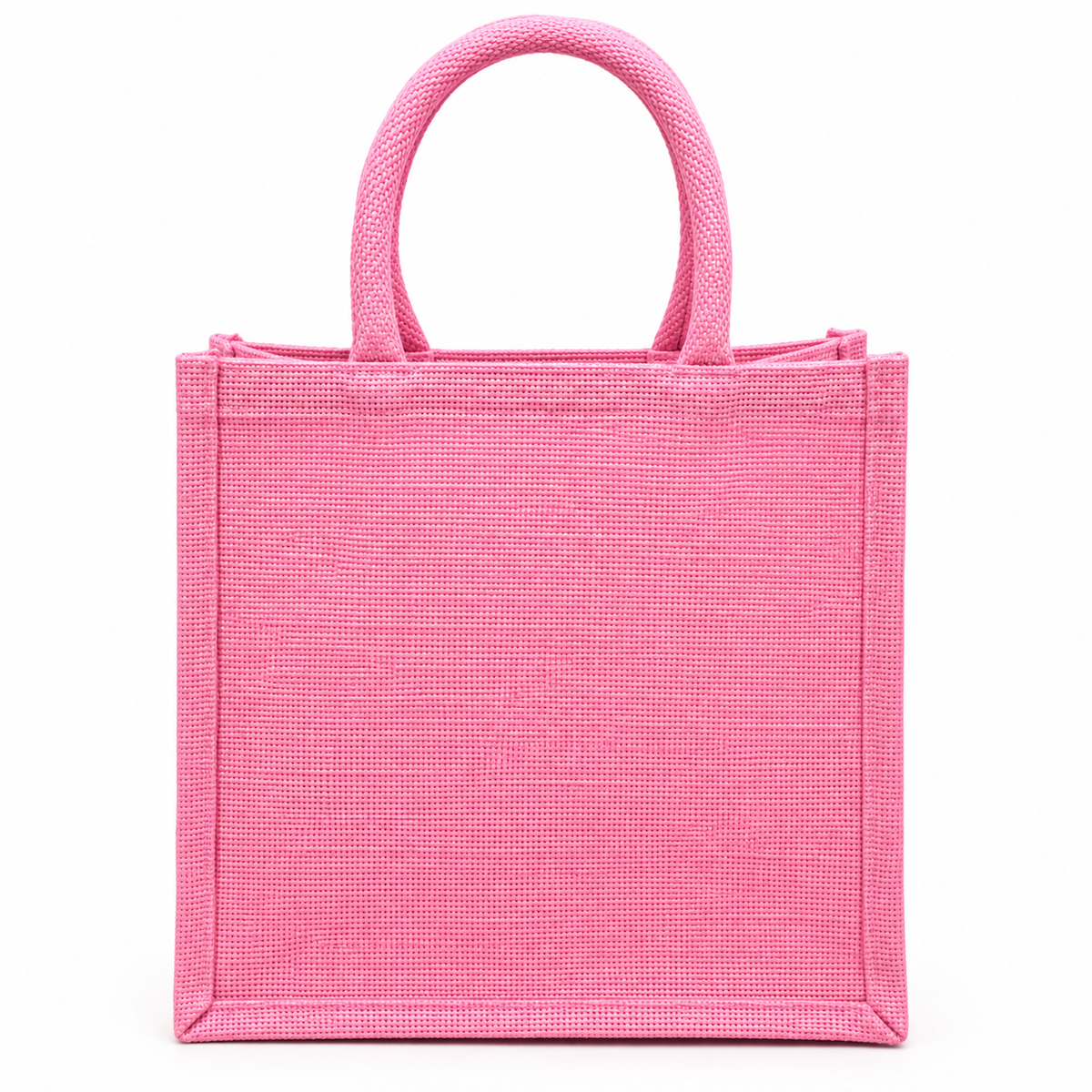 Handmakers Pink Jute Tote Bag with Handles | Reusable Eco-Friendly Shopping & Gift Bag | Jute Bag for Wedding, Return Gifts, Festivals & Daily Use