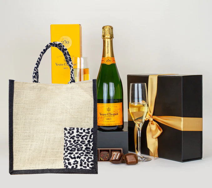 Handmakers Natural Jute Gift Bag with Leopard Print and Bow
