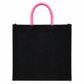 Handmakers Black & Pink Jute Tote Bag 12x12x5 Inch | Stylish Eco-Friendly Shopping, Gift & Wedding Bag