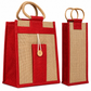 Natural pure Jute Handbags and bottle bags With Red Color