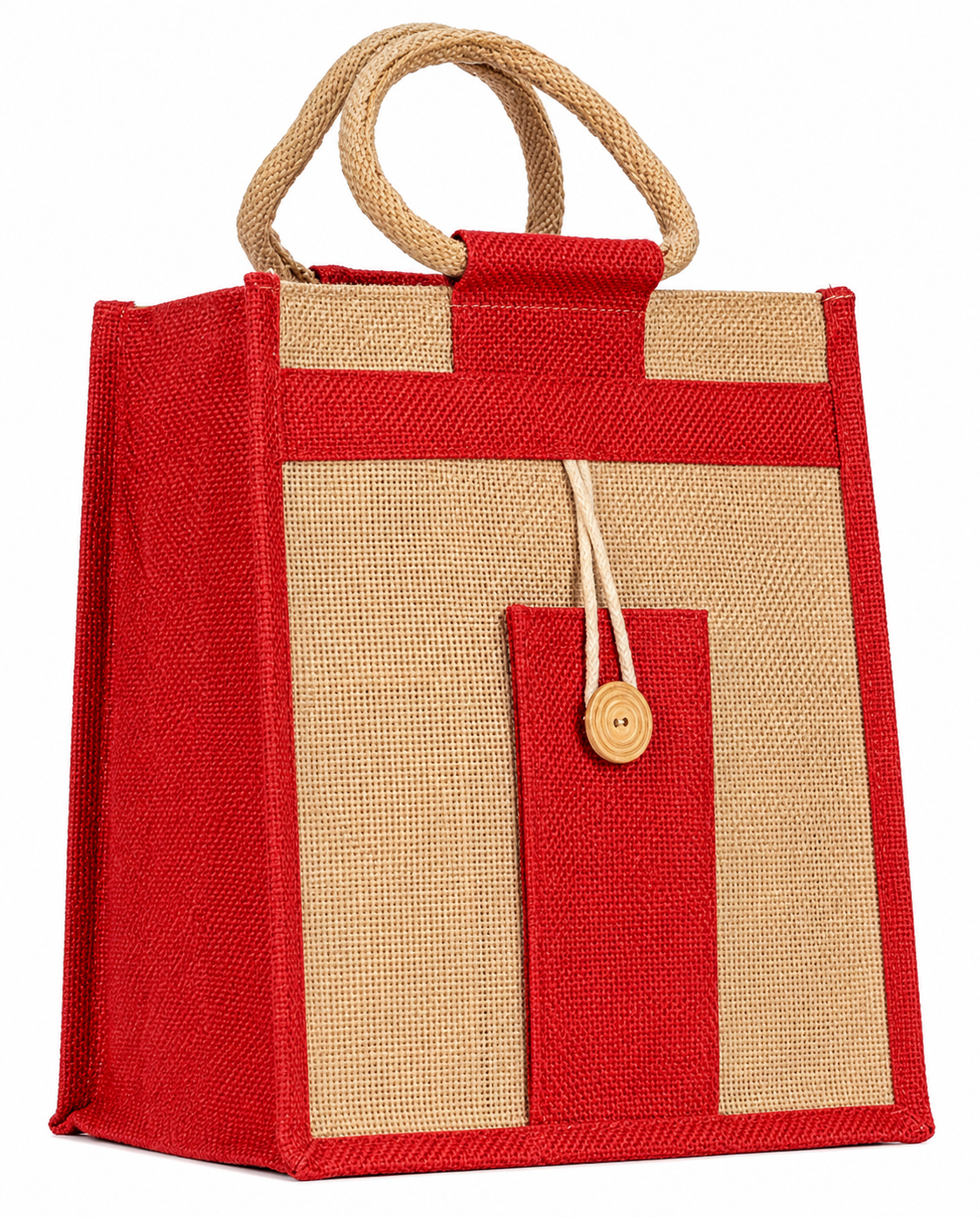 Natural pure Jute Handbags and bottle bags With Red Color
