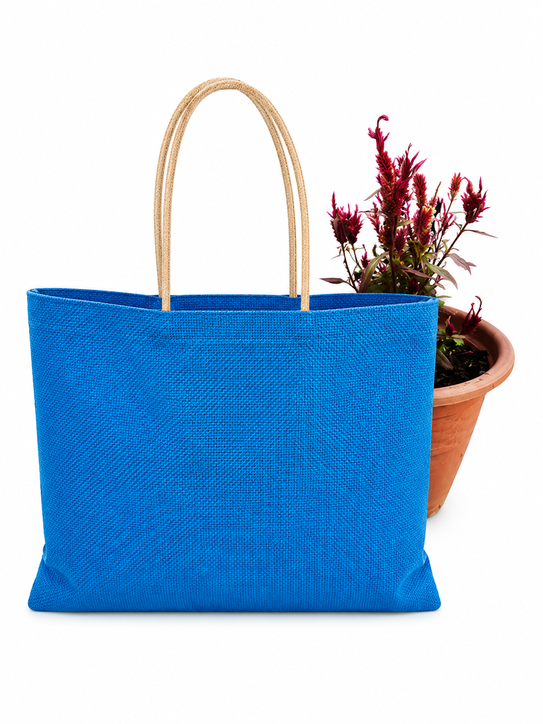 Handmakers Combo of 3 Printed Jute Shopping Bags with Zipper | Reusable Fabric Tote (Standard Size, Assorted Colors)