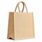 Natural Jute Tote Bag with Front Pocket & Wooden Button | Eco-Friendly Reusable Shopping & Gift Bag