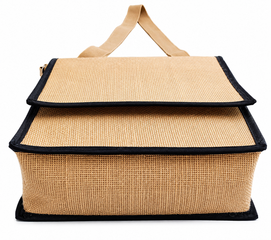 Handmakers Natural Jute Office Side Bag for Men – Eco-Friendly Sling Bag with Adjustable Strap & Wooden Button Closure