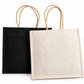 DESHKARI Handmakers Jute Women's Fashion Handbags Pack of 2 (white, black) 15X13 inch