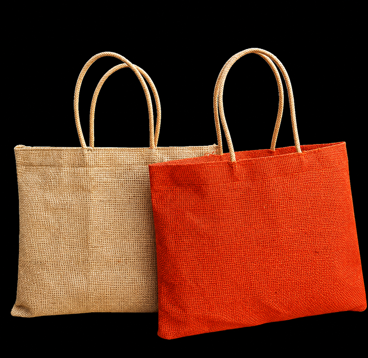 DESHKARI Handmakers Natural Jute Hand carry Women's Purse Pack of 2 Beige Orange