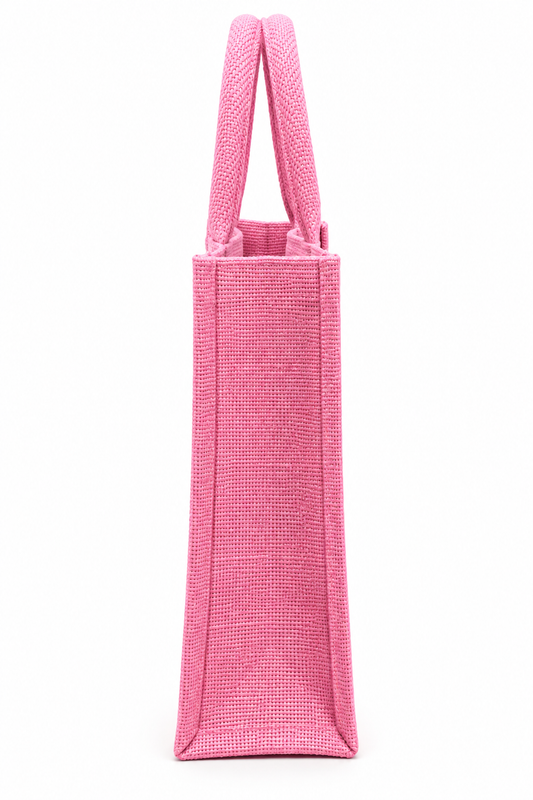 Handmakers Pink Jute Tote Bag with Handles | Reusable Eco-Friendly Shopping & Gift Bag | Jute Bag for Wedding, Return Gifts, Festivals & Daily Use