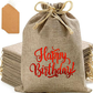 Handmakers Jute Potli Bags for Birthday Celebration , Return Gift Potlis Pack of  12 (7x9 Inch )
