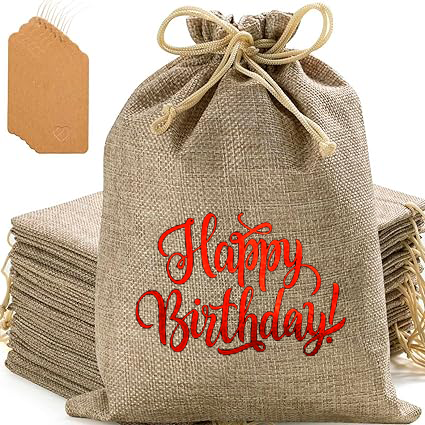 Handmakers Jute Potli Bags for Birthday Celebration , Return Gift Potlis Pack of  12 (7x9 Inch )