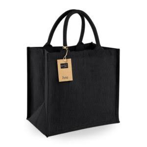 Midi black jute tote bag