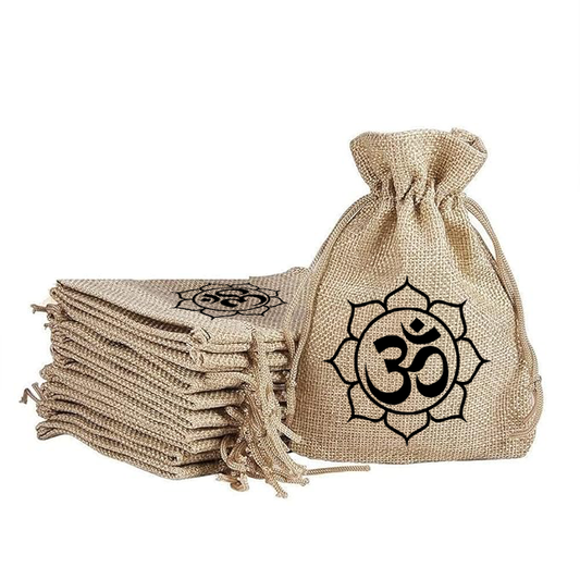 Handmakers Natural Jute Potli Bags with OM Print