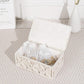 Handmakers Rectangle Storage Box with Lid – Off White | Handmade Cotton Rope Organizer Basket with Cover | Decorative Storage Bin for Bedroom, Living Room, Closet & Home Décor