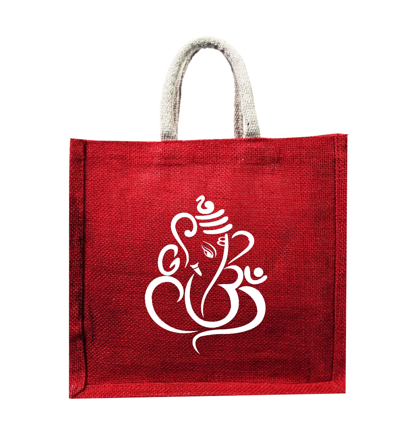 Handmakers Red Jute Ganesh Print Bag | Eco Return Gift Bags