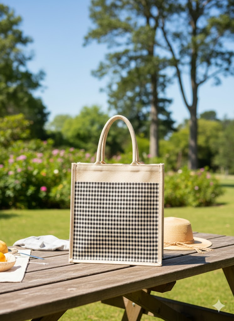 Large 16"x16" Jute Shopping Bag with Zipper & Base – Eco-Friendly Grocery Tote for Men & Women