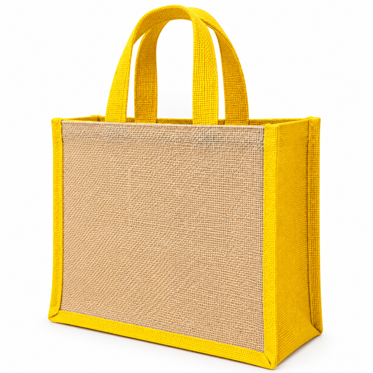Handmakers Yellow Jute Tote Bag | Eco-Friendly Reusable Shopping & Gift Bag | Durable Handmade Jute Carry Bag