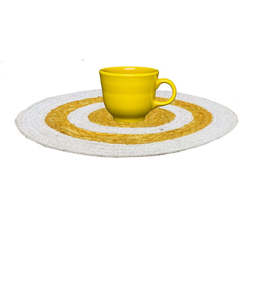 White & Yellow Table Mat (Set of 4)