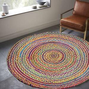 natural cotton & jute fibers with vibrant multicolor stripes rugs