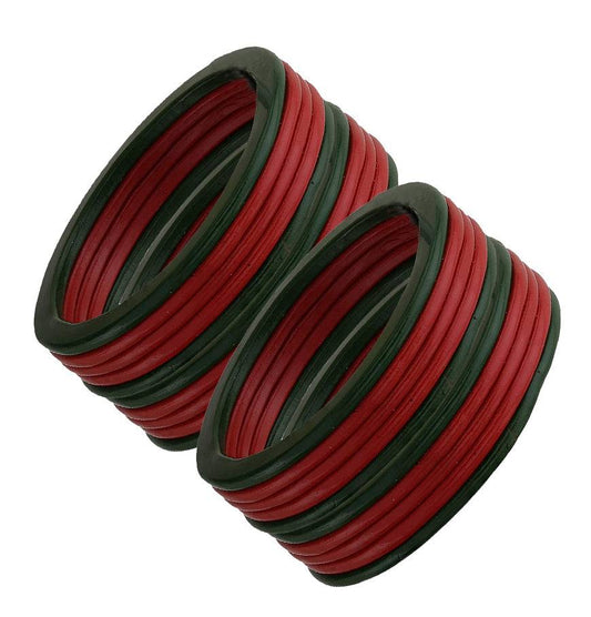 Red And Green In Traditional Color Lac Bangles