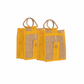 Natural Jute Cloth Handbag With Yellow and Beige ( Set of 2)