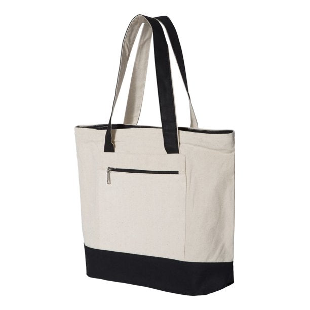 white canvas zipper bag White