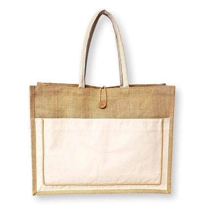 Handmakers Natural Jute Bag with black for Corporate Gifts, Return gift,