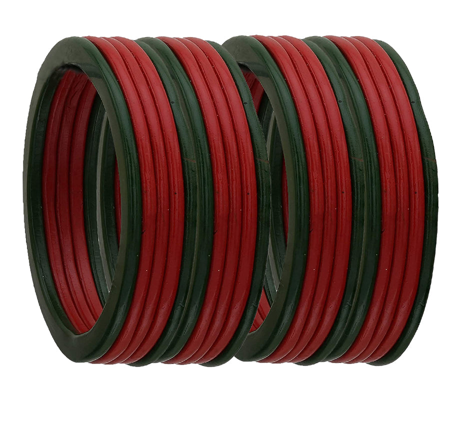 Red And Green In Traditional Color Lac Bangles