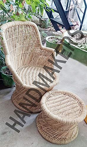 Handmakers Natural Bamboo mudda chair  for Balcony, Garden