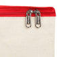 Handmakers Canvas Zip Storage Bags – Set of 2 | Multipurpose Cotton Organizer for Clothes, Grocery & Vegetable Shopping (Red Border)