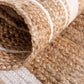 Natural Golden Jute Beige With White Oval Shape Runner - 3 X 5 FT