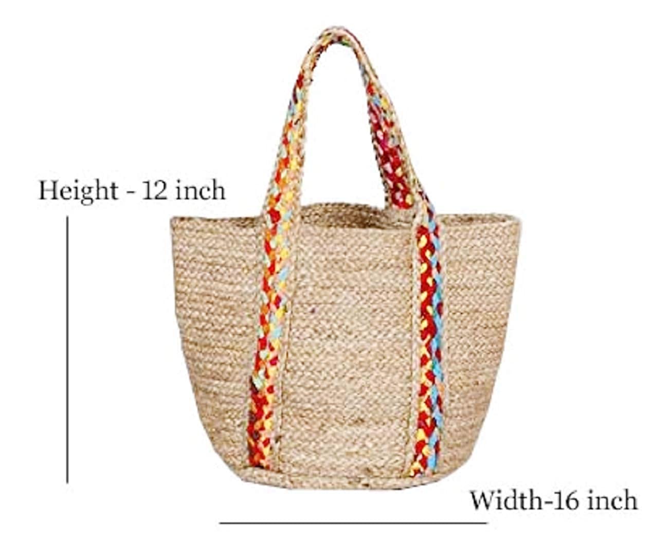 White Jute braided Handbags - With Flower Design Handmade Jute Bag