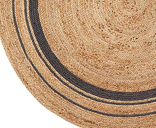 Handmakers! Black & Beige Roun jute are rug 90 Cm