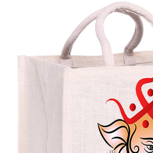 Natural handmade pure jute Bags With Ganesha Design (Set of 4)