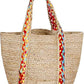 Jute Hand Bag With Chindi Strip Natural Pure White Jute Bag With Flower DesignHand Made Jute Bag