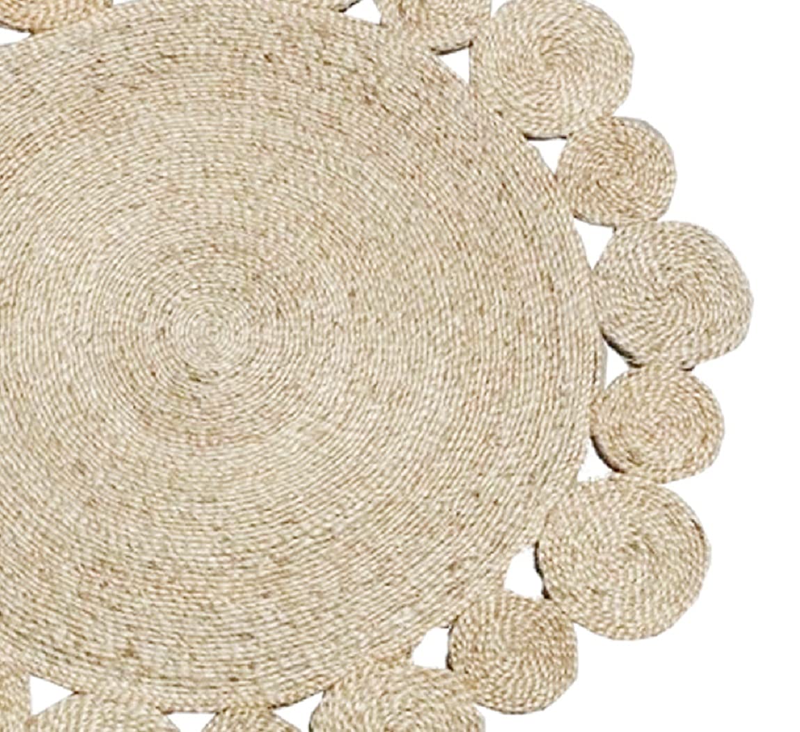 Handmaker! Jute Beige area rug with outer circle