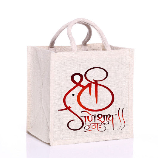 Ganesha Design Natural Jute Handbags (Set of 4)