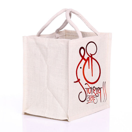 Ganesha Design Natural Jute Handbags (Set of 4)